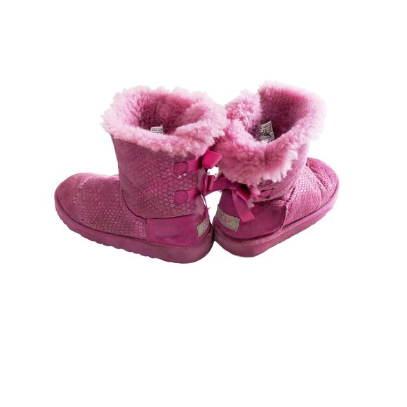 Ugg Boots Hot Pink Bailey Bow Suede  Girl's - Picture 4 of 5